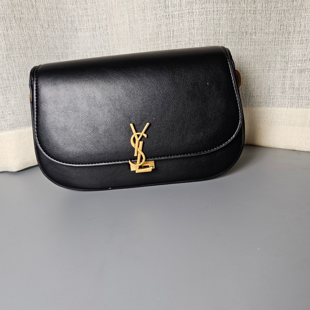 Yves Saint Laurent Black Crossbody Bag with Gold Logo